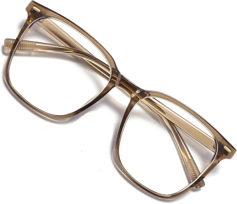 MACJERO Oversized Square Blue Light Blocking Glasses for Women Men, Anti-Fatigue Computer Monitor Gaming Glasses Reduce Eye Strain(Brown) - Image 1